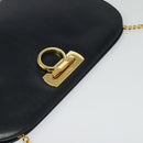 Salvatore Ferragamo Chain Shoulder Bag Leather Black Gold Auth 139064-6