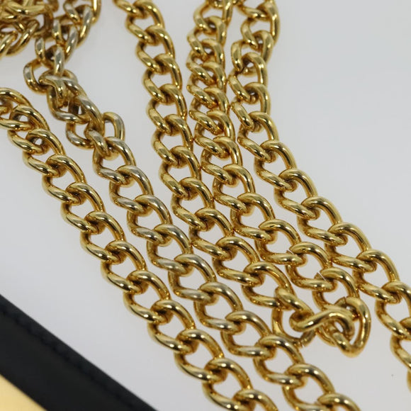 Salvatore Ferragamo Chain Shoulder Bag Leather Black Gold Auth 139064