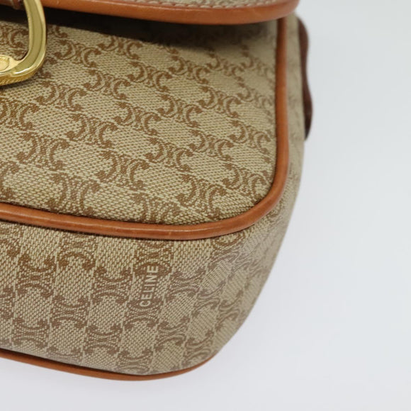 CELINE Macadam Canvas Shoulder Bag PVC Beige Gold Auth 139068