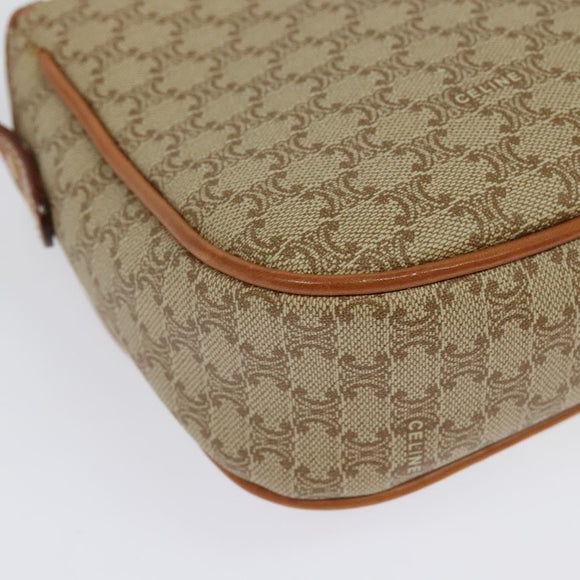 CELINE Macadam Canvas Shoulder Bag PVC Beige Gold Auth 139068