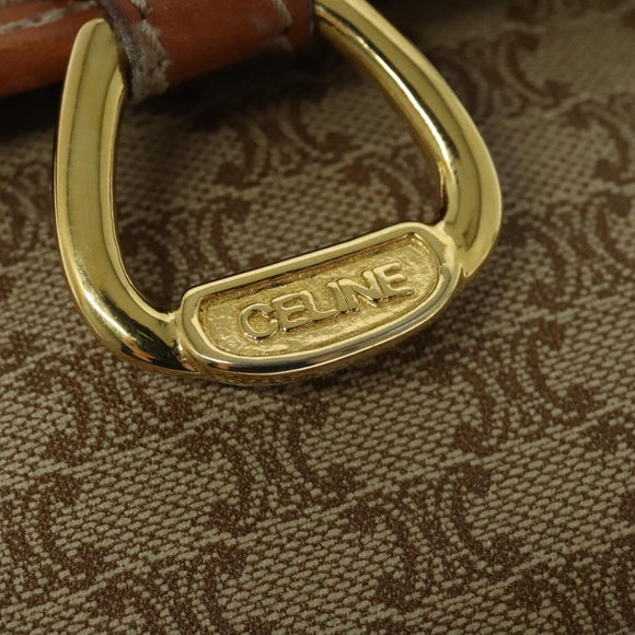CELINE Macadam Canvas Shoulder Bag PVC Beige Gold Auth 139068