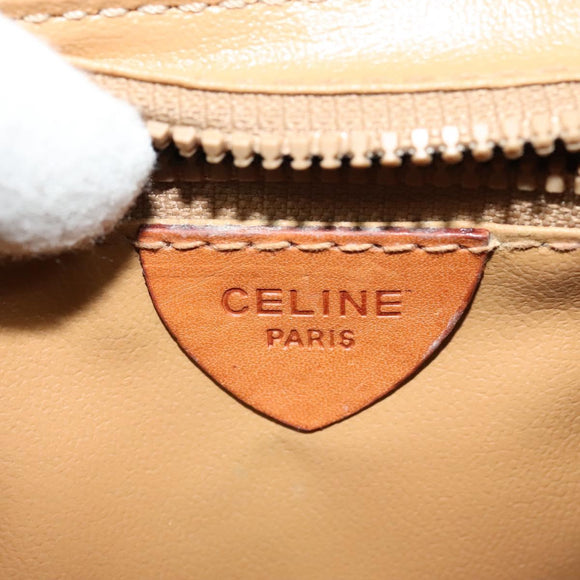 CELINE Macadam Canvas Shoulder Bag PVC Beige Gold Auth 139068