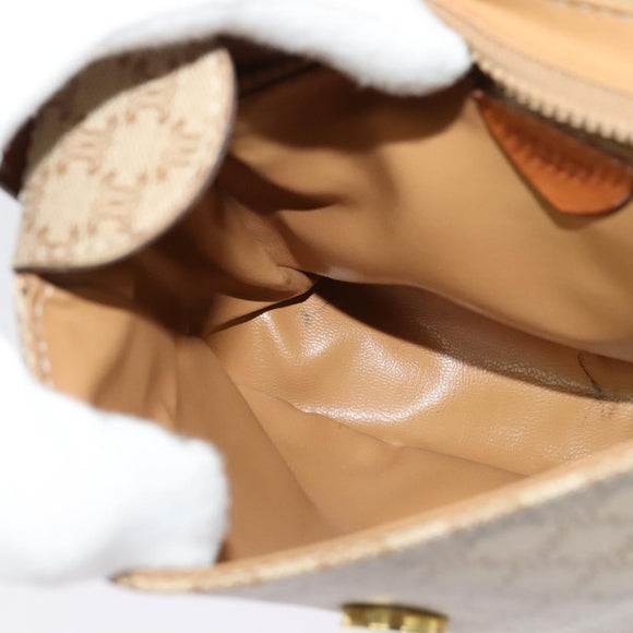 CELINE Macadam Canvas Shoulder Bag PVC Beige Gold Auth 139068