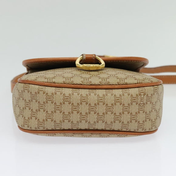 CELINE Macadam Canvas Shoulder Bag PVC Beige Gold Auth 139068