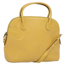 CELINE Hand Bag Leather 2way Yellow Gold Auth 139069-1