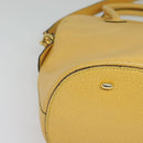 CELINE Hand Bag Leather 2way Yellow Gold Auth 139069-15