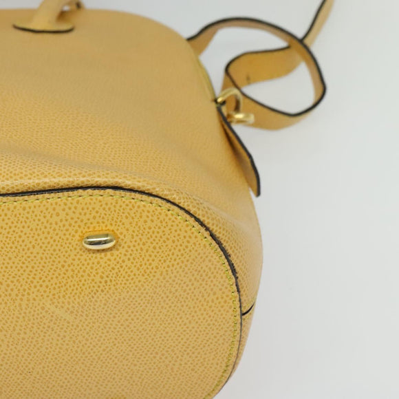CELINE Hand Bag Leather 2way Yellow Gold Auth 139069