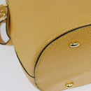 CELINE Hand Bag Leather 2way Yellow Gold Auth 139069-17