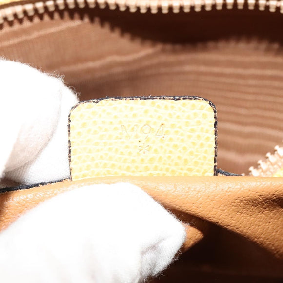 CELINE Hand Bag Leather 2way Yellow Gold Auth 139069