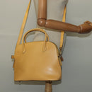 CELINE Hand Bag Leather 2way Yellow Gold Auth 139069-22