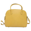 CELINE Hand Bag Leather 2way Yellow Gold Auth 139069-2