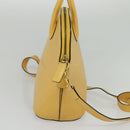 CELINE Hand Bag Leather 2way Yellow Gold Auth 139069-3