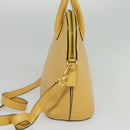 CELINE Hand Bag Leather 2way Yellow Gold Auth 139069-4