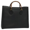 GUCCI Bamboo Hand Bag Leather Black Gold 002 1186 0259 Auth 139070-1
