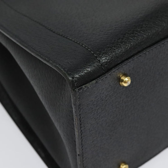 GUCCI Bamboo Hand Bag Leather Black Gold 002 1186 0259 Auth 139070