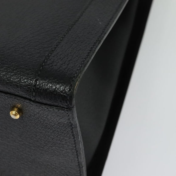 GUCCI Bamboo Hand Bag Leather Black Gold 002 1186 0259 Auth 139070