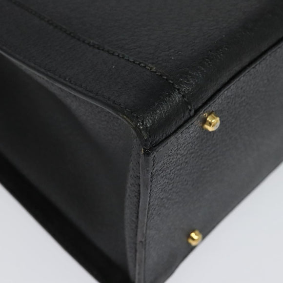 GUCCI Bamboo Hand Bag Leather Black Gold 002 1186 0259 Auth 139070