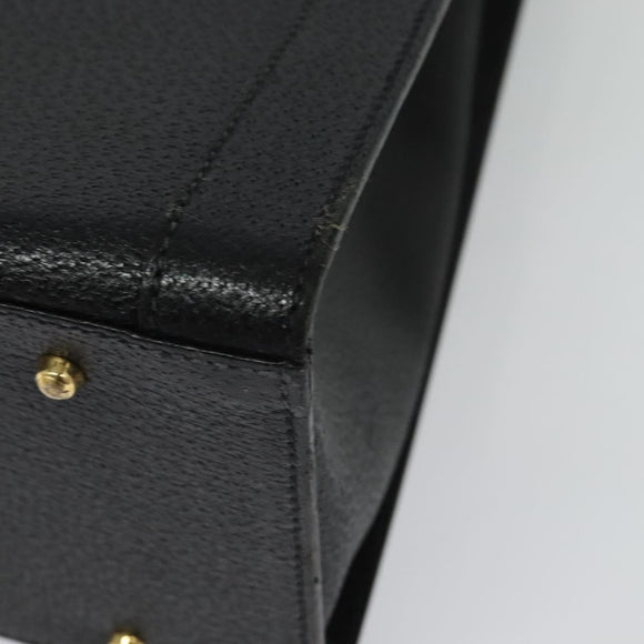 GUCCI Bamboo Hand Bag Leather Black Gold 002 1186 0259 Auth 139070