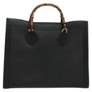 GUCCI Bamboo Hand Bag Leather Black Gold 002 1186 0259 Auth 139070-13