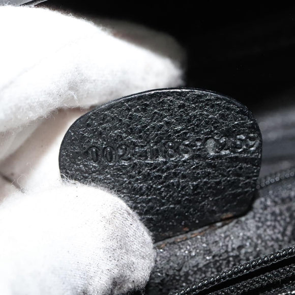 GUCCI Bamboo Hand Bag Leather Black Gold 002 1186 0259 Auth 139070