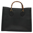 GUCCI Bamboo Hand Bag Leather Black Gold 002 1186 0259 Auth 139070-2