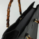 GUCCI Bamboo Hand Bag Leather Black Gold 002 1186 0259 Auth 139070-6