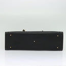 GUCCI Bamboo Hand Bag Leather Black Gold 002 1186 0259 Auth 139070-5