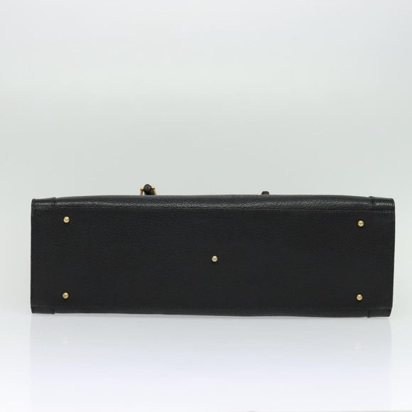 GUCCI Bamboo Hand Bag Leather Black Gold 002 1186 0259 Auth 139070