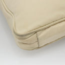 PRADA Tote Bag Nylon Beige Silver Auth 139071-17