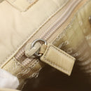 PRADA Tote Bag Nylon Beige Silver Auth 139071-20