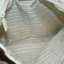 PRADA Tote Bag Nylon Beige Silver Auth 139071-11