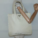 PRADA Tote Bag Nylon Beige Silver Auth 139071-26
