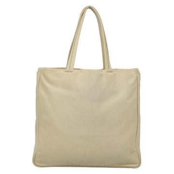 PRADA Tote Bag Nylon Beige Silver Auth 139071 - 0