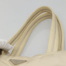PRADA Tote Bag Nylon Beige Silver Auth 139071-14