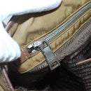 PRADA Tote Bag Nylon Brown Silver Auth 139072-19