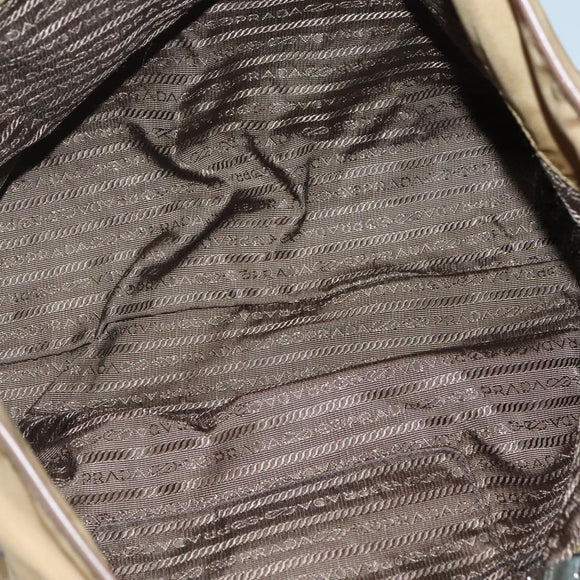PRADA Tote Bag Nylon Brown Silver Auth 139072