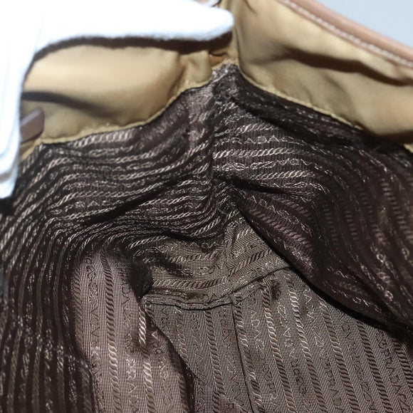 PRADA Tote Bag Nylon Brown Silver Auth 139072