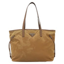 PRADA Tote Bag Nylon Brown Silver Auth 139072-13
