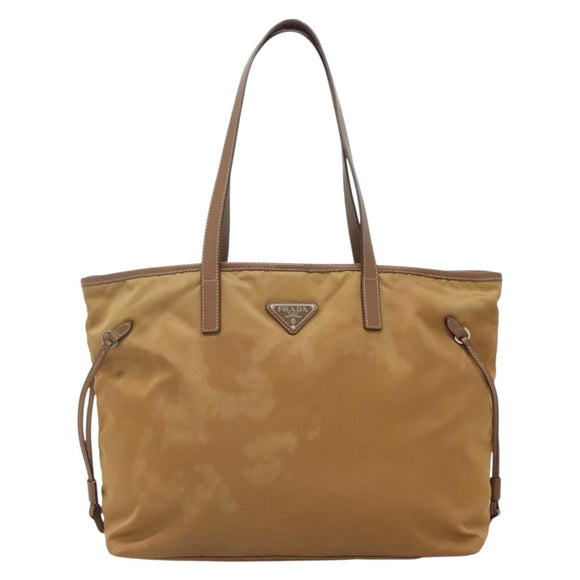 PRADA Tote Bag Nylon Brown Silver Auth 139072