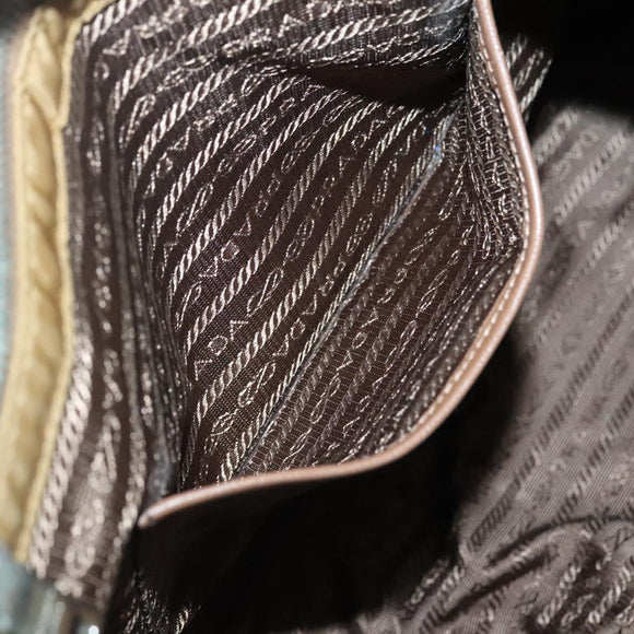 PRADA Tote Bag Nylon Brown Silver Auth 139072