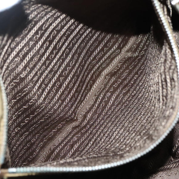 PRADA Tote Bag Nylon Brown Silver Auth 139072