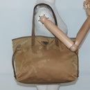 PRADA Tote Bag Nylon Brown Silver Auth 139072-24