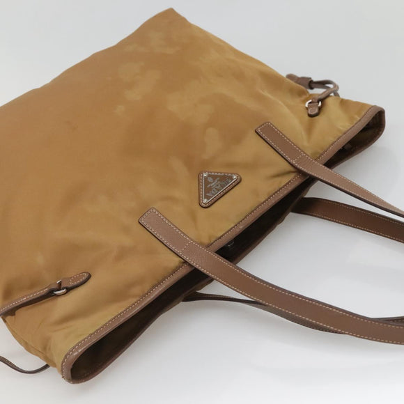 PRADA Tote Bag Nylon Brown Silver Auth 139072