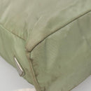 PRADA Tote Bag nylon metal Khaki Silver Auth 139074-14