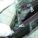 PRADA Tote Bag nylon metal Khaki Silver Auth 139074-10