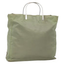 PRADA Tote Bag nylon metal Khaki Silver Auth 139074-1