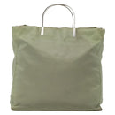 PRADA Tote Bag nylon metal Khaki Silver Auth 139074-13
