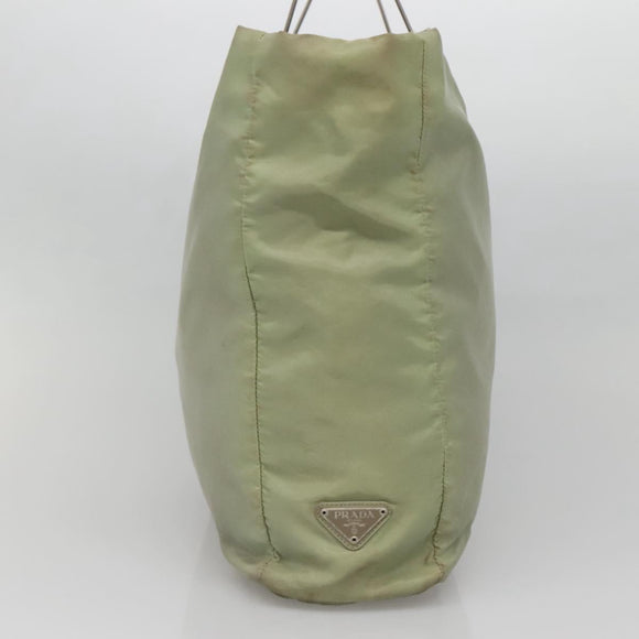 PRADA Tote Bag nylon metal Khaki Silver Auth 139074