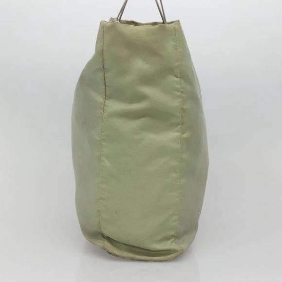 PRADA Tote Bag nylon metal Khaki Silver Auth 139074