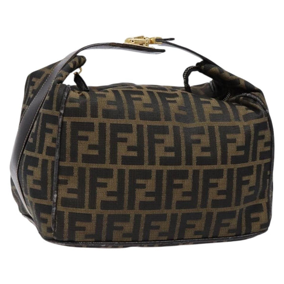 FENDI Zucca Canvas Vanity Pouch Black Brown Auth 139093